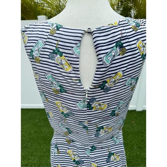 ModCloth Cocktails lemon stripe midi Dress Emily and Fin small S/M 50s casual - Picture 9 of 11